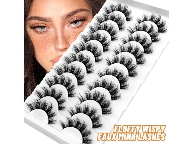GROINNEYA 5/10 Pairs 3D Faux Mink Lashes Curly Natural Long False Eyelashes Carousel 2