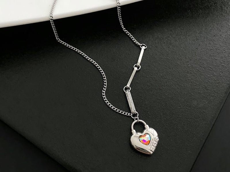 Necklace Stainless Steel Heart Geometric Design Carousel 1