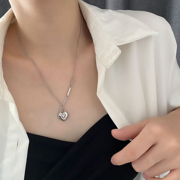 Necklace Stainless Steel Heart Geometric Design Carousel 4