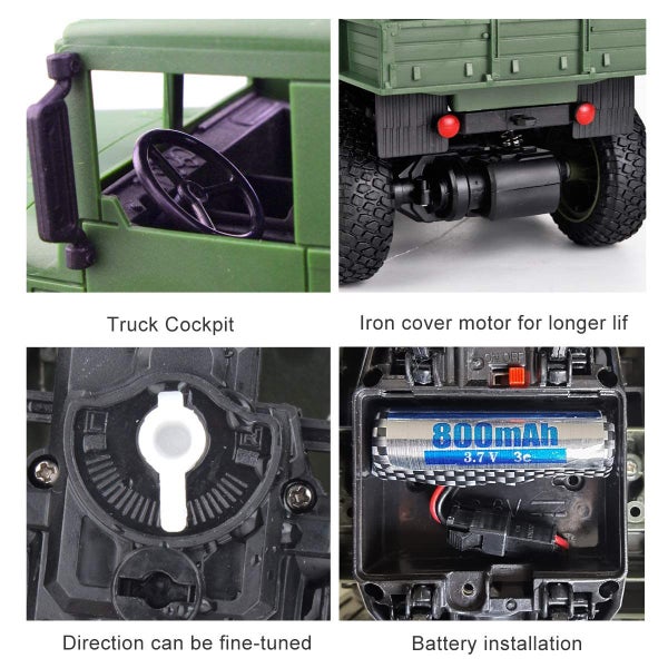 RC Military Truck, Off-Road Remote Control Car 2.4Ghz 4WD 1:18 Carousel 6