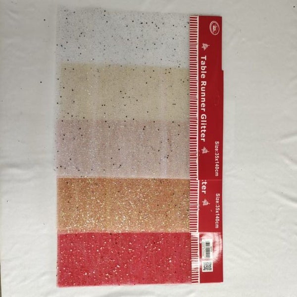 Christmas Table Runner - Glitter 140cm (Set of 12 Assorted) Carousel 1