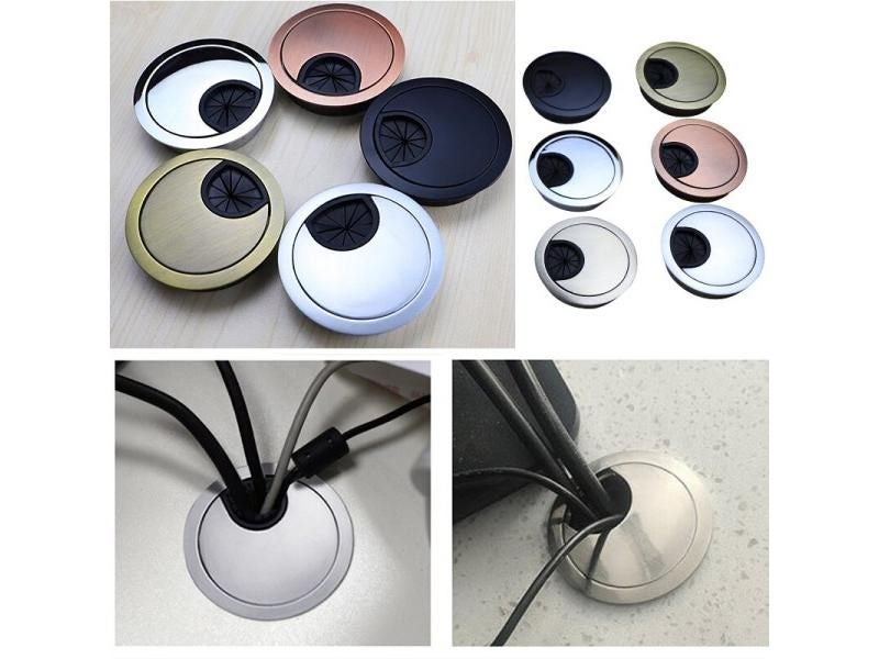 1pcs Zinc Alloy Round Table Wire Hole Covers Outlet Port PC Computer Desk Carousel 2