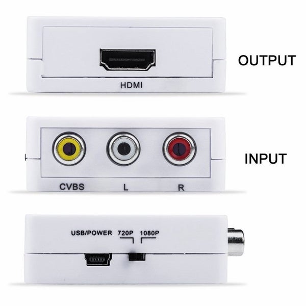Mini RCA AV to HDMI Converter ps2 ps1 Composite AV2HDMI Upscaler 1080P HDTV DVD Carousel 7