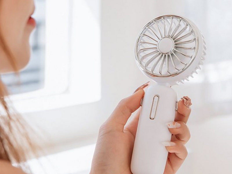 USB Mini Handheld Fan with Hanging Rope Electric Fan with 3 Wind Speeds White Carousel 1