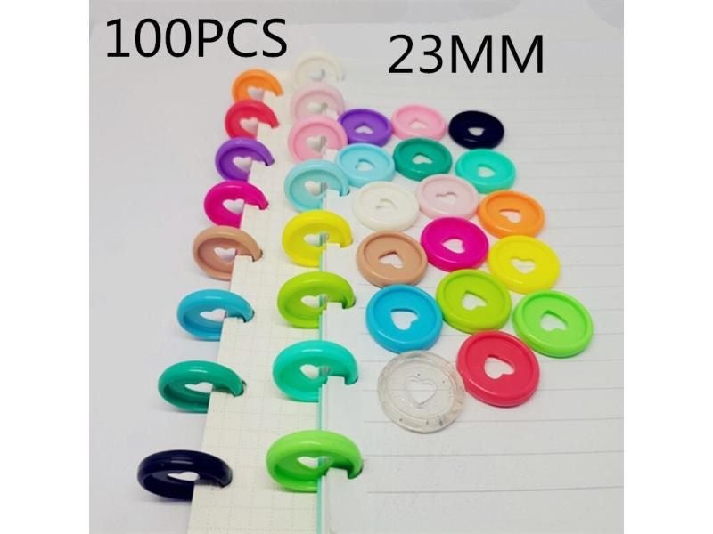 100PCSMushroom Hole Binding Buckle 23mm Color Love Plastic Disc Ring Binder Carousel 2