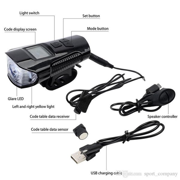 Rechargeable 3 In 1 Bike Front Light with Speedometer and Horn Carousel 7
