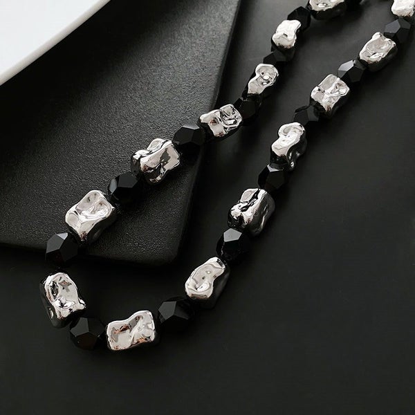 Necklace Black Baroque Shaped Acrylic Stainless Steel Geometric Design Necklace Carousel 2