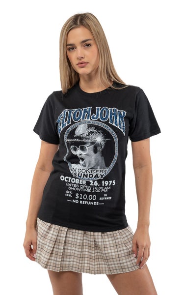 Elton John T Shirt Diamante In Concert Logo new Official Unisex Black Carousel 1