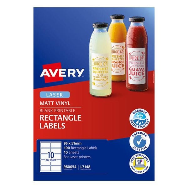 Avery Label Permanent Rectangular 10 Sheets 10 Up L7148 96x51mm Carousel 2