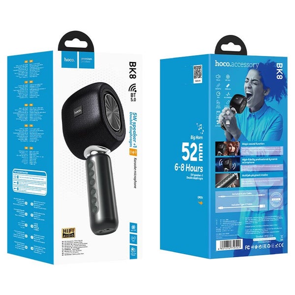 Wireless karaoke mic Microphone support Bluetooth TWS AUX 3.5mm-Black Carousel 5