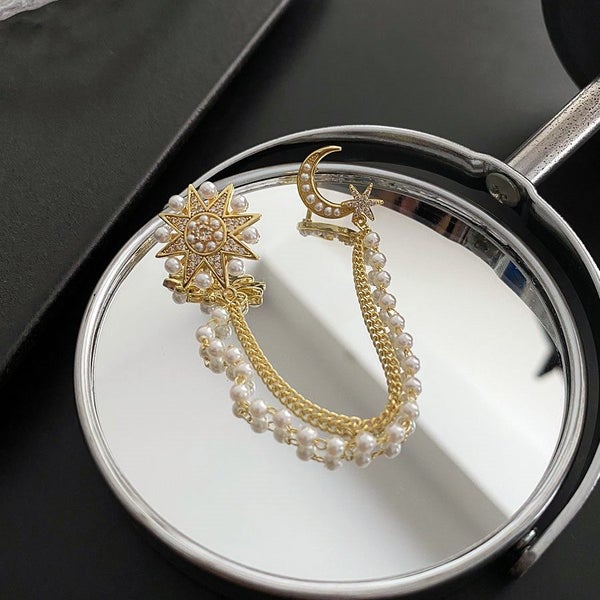 Brooch Fashion Moon and Sun Pearls CZ BROOCH Carousel 2