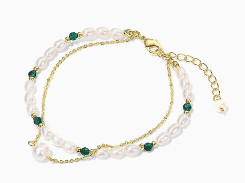 Bracelet Baroque Pearls Yellow Gold Plated Double-layered Bracelet Carousel 1