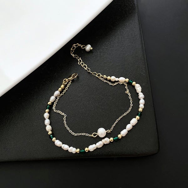 Bracelet Baroque Pearls Yellow Gold Plated Double-layered Bracelet Carousel 2