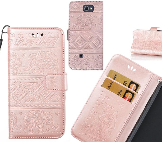 Galaxy Note 2 case Wallet Leather flip case Embossed Elephant Pattern Carousel 1