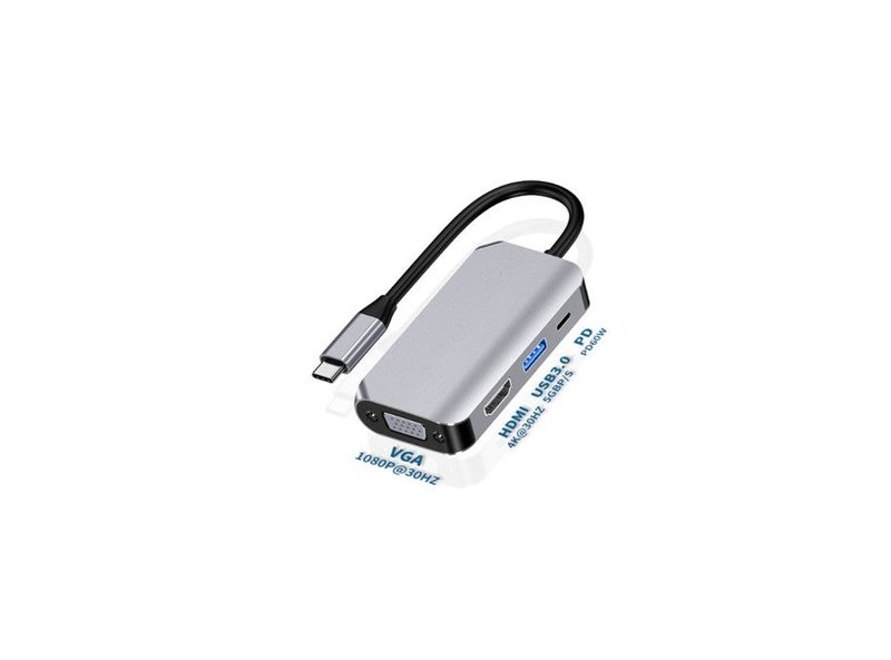 PTN 4in1 Hub Type C to HDMI USB 3.0 PD VGA Function Converter Adapter USB-C Carousel 1