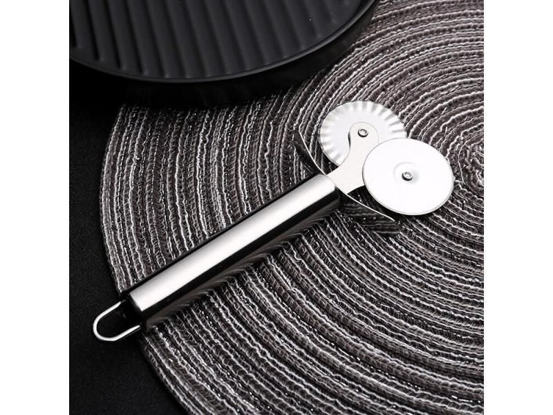 Stainless Steel Dual Wheels Pasta Cutter Dough Slicer Tools Carousel 1