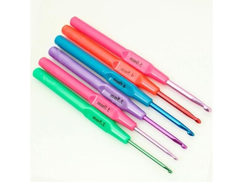 6Pcs Metal Aluminum Crochet Hooks Knitting Needle Set For Yarn Thread Carousel 2