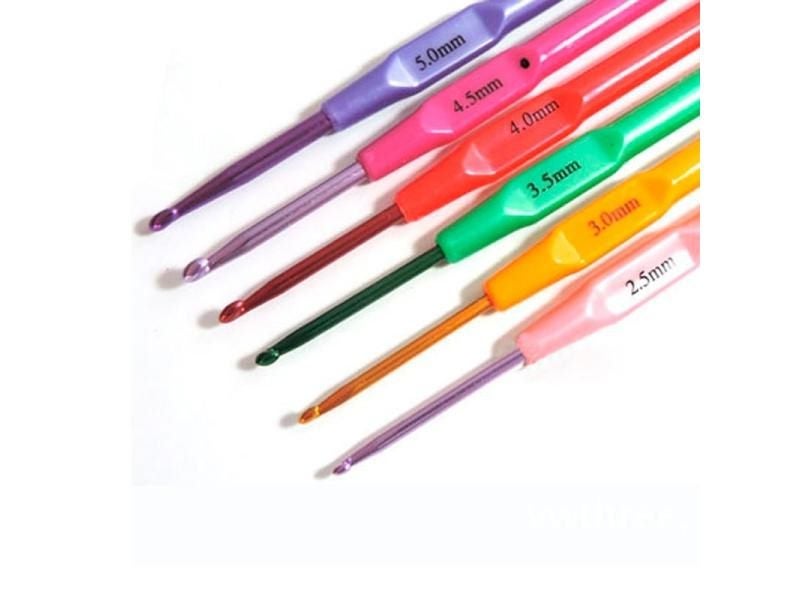 6Pcs Metal Aluminum Crochet Hooks Knitting Needle Set For Yarn Thread Carousel 1