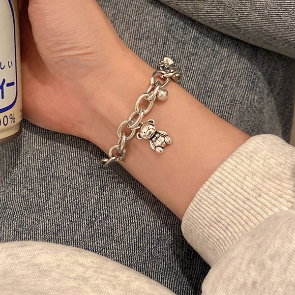 $1 reserve Gorgeous alloy silver bracelet with cute bear design Carousel 1