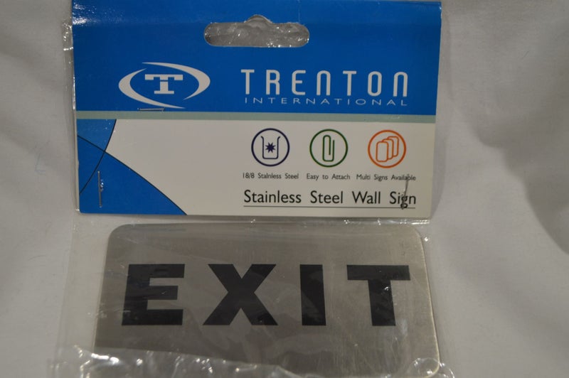 EXIT Wall Sign Stainless Steel Adhesive Backing 110mm x 60mm By Trenton Carousel 1