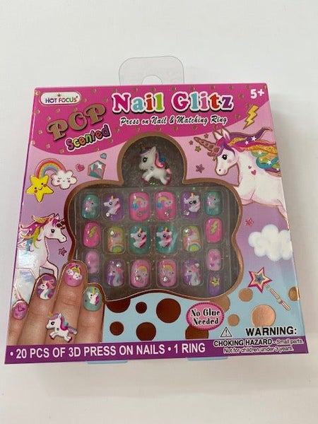 Stick on nails and ring Unicorn Carousel 1