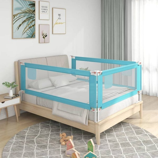 vidaXL Toddler Safety Bed Rail Blue 200x25 cm Fabric Carousel 1