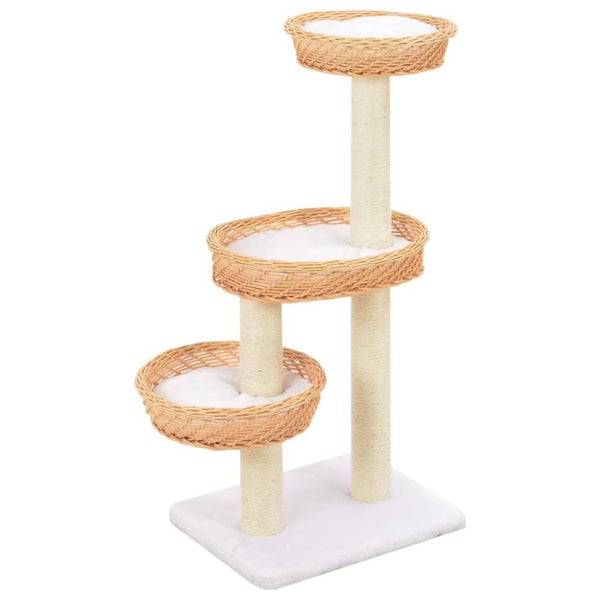 vidaXL Cat Tree with Sisal Scratching Post Natural Willow Wood Carousel 1