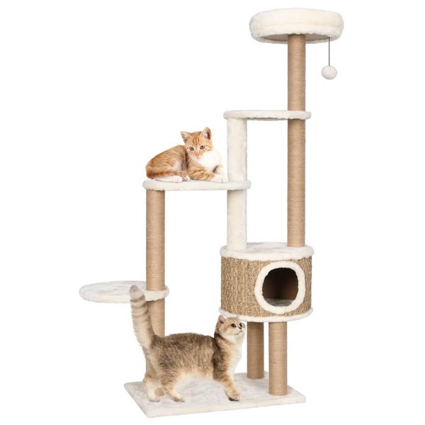 vidaXL Cat Tree with Luxury Cushion and Scratching Post 148cm Seagrass Carousel 1