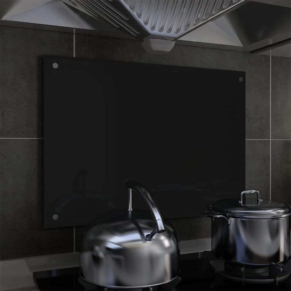 vidaXL Kitchen Backsplash Black 70x50 cm Tempered Glass Carousel 1