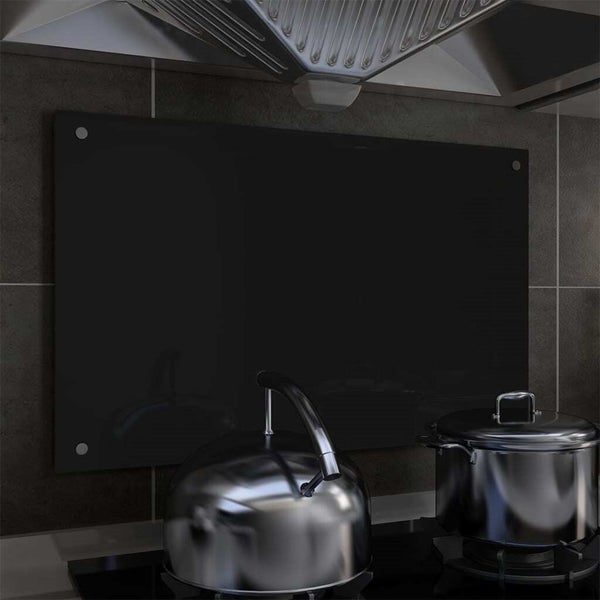 vidaXL Kitchen Backsplash Black 80x50 cm Tempered Glass Carousel 1