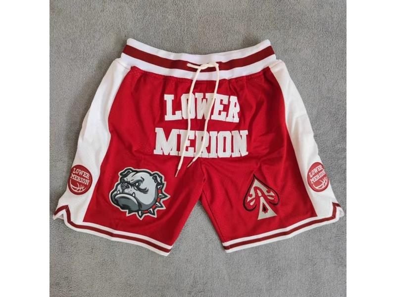 MM MASMIG Maroon Lower Merion High School Basketball Shorts Embroideried Bryant Carousel 1