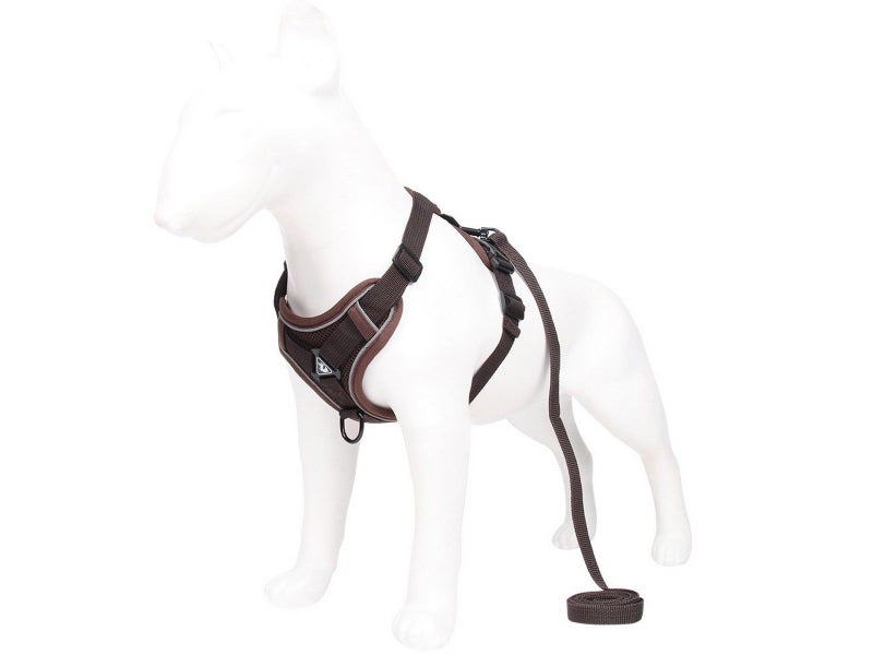 Dog Harness Leash Set No Pull Pet Vest Leash with Reflective Strip Coffee S Carousel 1