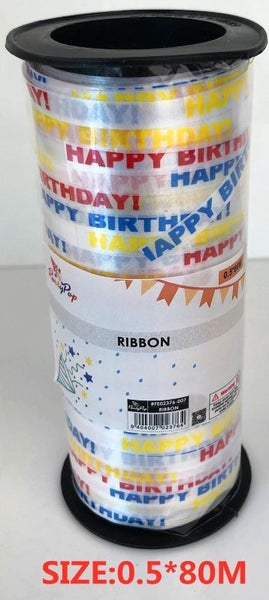 RIBBON - 0.5 x 80M (Happy Birthday) Carousel 1