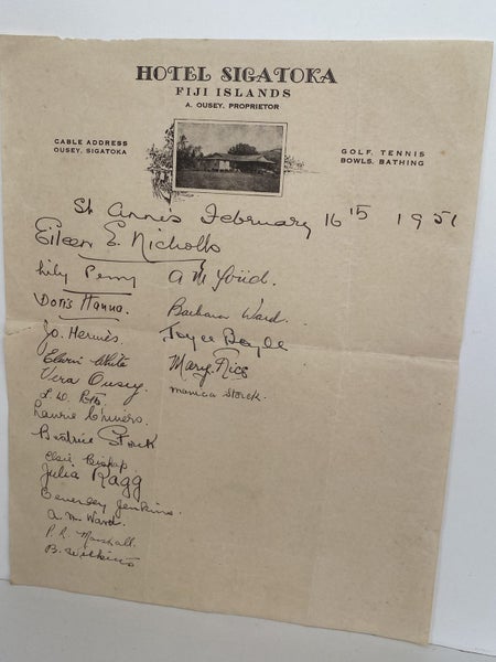 OLD LETTERHEAD: Hotel Sigatoka, Fiji Islands 1951 Carousel 2
