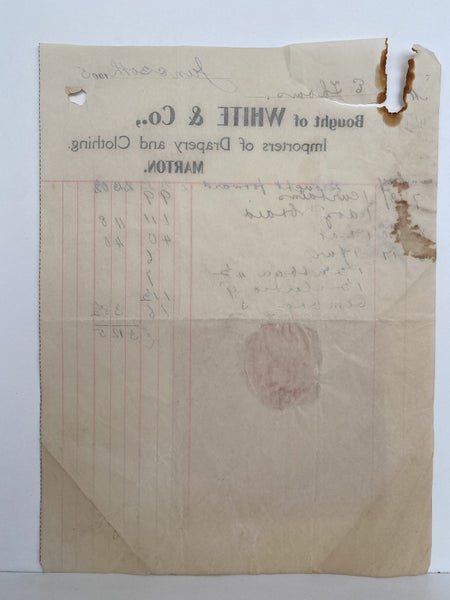 ANTIQUE INVOICE / RECEIPT: White & Co, Drapery & Clothing Importers 1905 (117yo) Carousel 3