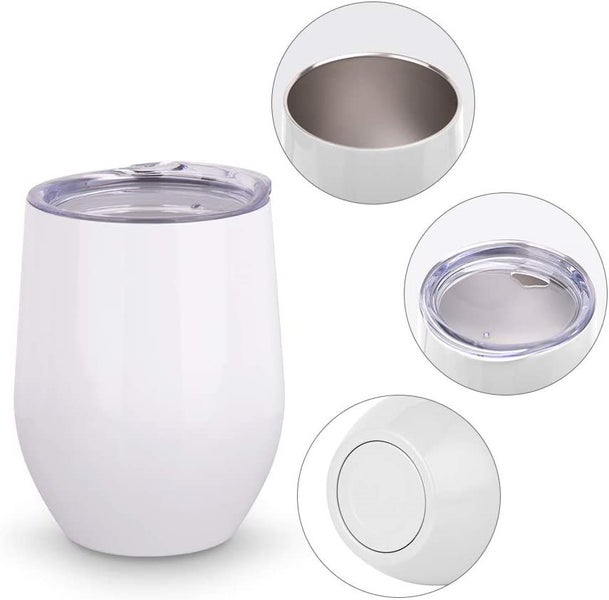 12 OZ/350ml Sublimation Wine Tumbler / Mug White Stainless Steel Insulated Carousel 1