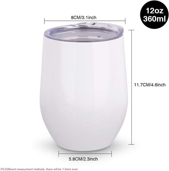 12 OZ/350ml Sublimation Wine Tumbler / Mug White Stainless Steel Insulated Carousel 2