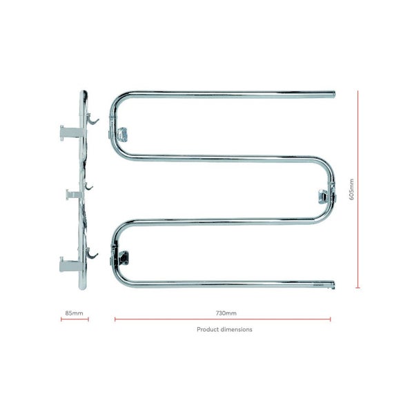 Goldair Large 4 Bar Towel Warmer Stainless Steel Carousel 2