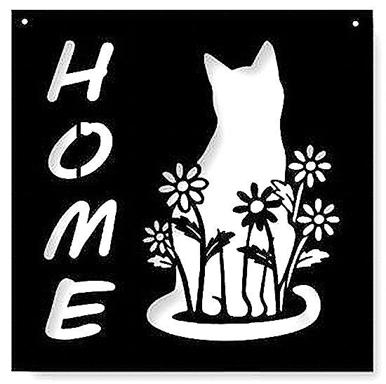 Home black metal sign with cat design Carousel 1