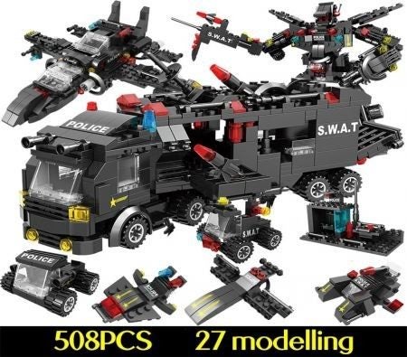 508pcs City Police Station Car Building Blocks for City SWAT Team Truck House Carousel 1
