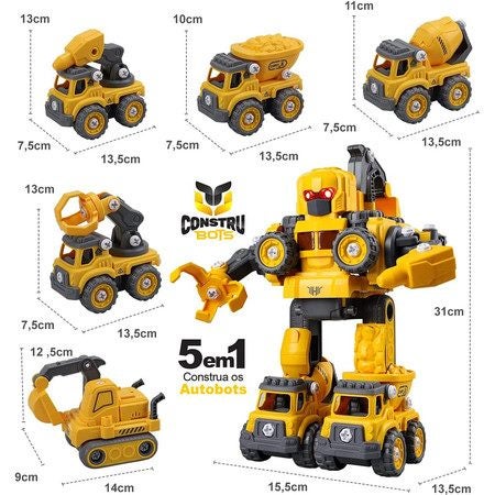 Transform The Toy Into A Robot With 5 Vehicles, Assemble And Disassemble Carousel 7
