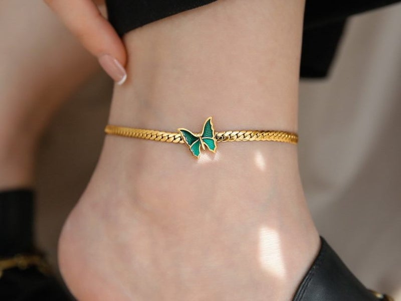 Anklet Stainless Steel Butterfly Anklet 18K Gold Plated Carousel 1