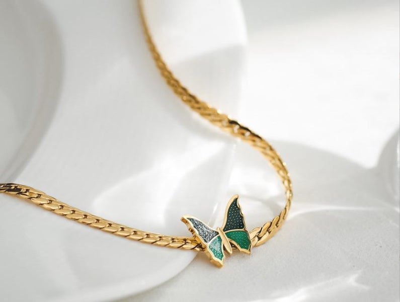 Anklet Stainless Steel Butterfly Anklet 18K Gold Plated Carousel 2