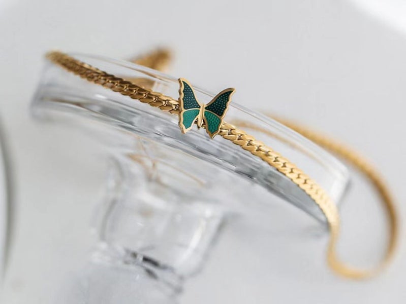 Anklet Stainless Steel Butterfly Anklet 18K Gold Plated Carousel 5