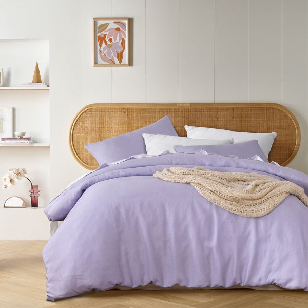 Vintage Design Homewares Lilac French Linen Quilt Cover Set Carousel 1