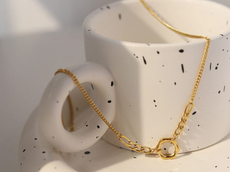 Necklace Stainless Steel Round Circle Pendant Gold Plated Necklace Carousel 2