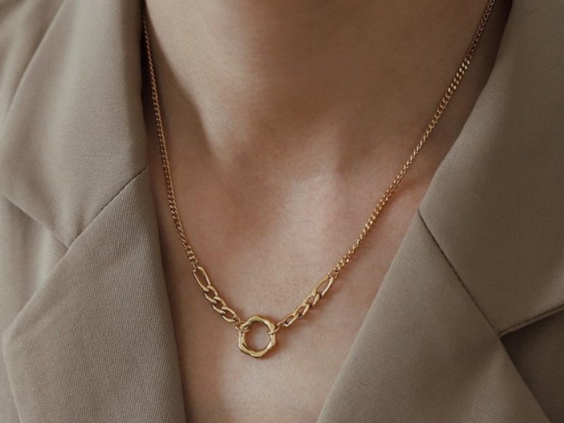 Necklace Stainless Steel Round Circle Pendant Gold Plated Necklace Carousel 5