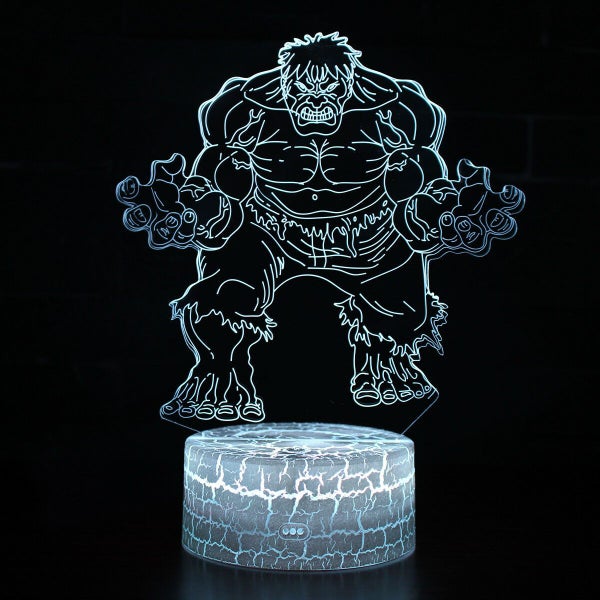 Hulk 3D Night LED Light, Power By USB, 7 Changeable colors Carousel 8