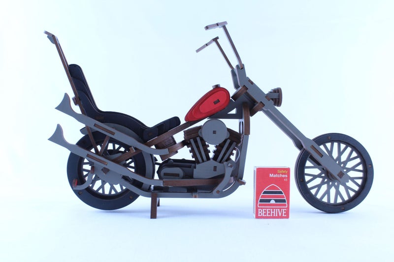 Laser cut COLOUR Easy rider Chopper Motorcycle - 3D puzzle -Jigsaw -Model Carousel 2