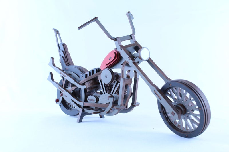 Laser cut COLOUR Easy rider Chopper Motorcycle - 3D puzzle -Jigsaw -Model Carousel 1